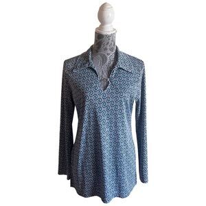 VINTAGE 90s Uncivilized Retro Print Blue Grey Top Size Large